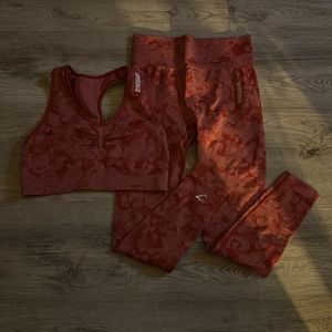 Gymshark seamless set medium workout leggings large bra top red